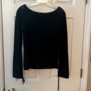bebe brand like new black sweater with beaded neckline long sleeve